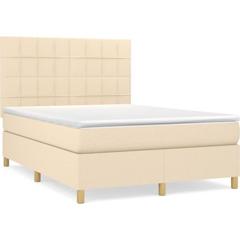 Maison Exclusive - Giroletto a Molle con Materasso Crema 140x200 cm in Tessuto (1/5)