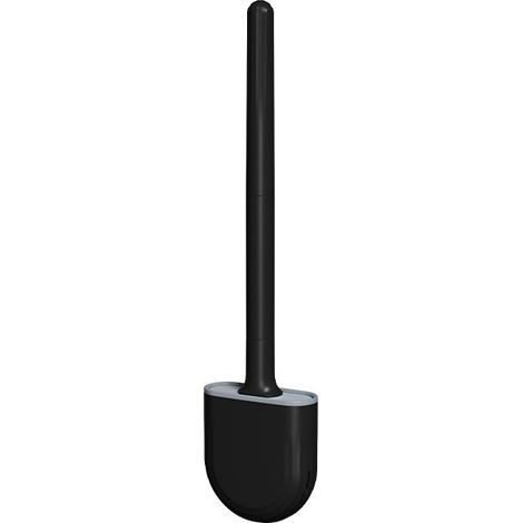 Brush Toilet Silicone Flat Package Of 1,Brush WC Wall-mounted,Brush Of Toilet to Long Sleeves Of bathroom to drying Fast,Brushes Of Toilet And Brackets And Base Anti-Goutte(Black) (1/5)