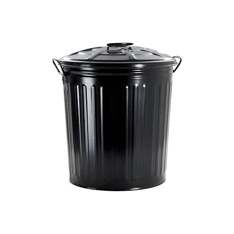 King Home BIDONE LT.18 VERNICIATO NERO con coperchio e maniglie laterali Ø31x35h cm (1/4)