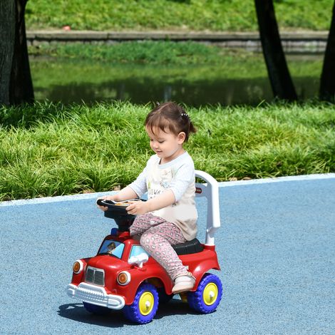 Porteur trotteur Enfants véhicule à pousser camion de pompier 18-36 Mois Coffre phares musique - rouge