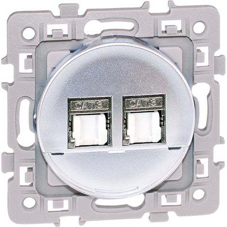 Double prise RJ45 STP Cat.6 (grade 2) - SQUARE Silver - Eur'Ohm