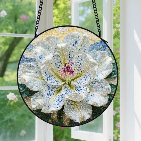 Suspension en vitrail, attrape-soleil unique élégant pour intérieur, décoration fenêtre minimaliste, cadeau Noël pour famille, voisin, camarade 16 cm (1/5)