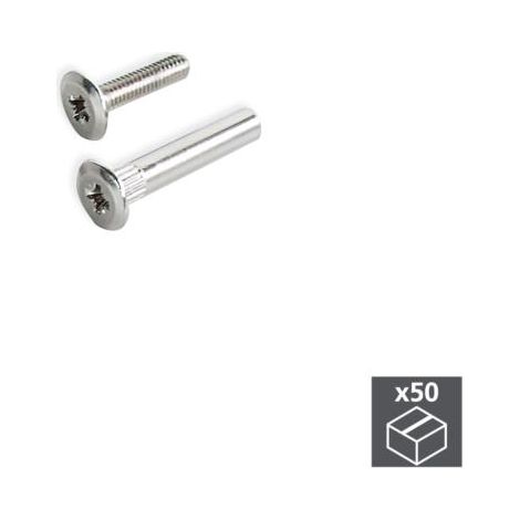 Emuca Tornillos, cabeza extraplana, 20 mm + tuercas M4, 50 ud. -