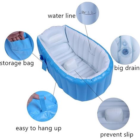 Baignoire Gonflables Bébé Baignoire Gonflable pour Douche Bebe Baignoire Enfant avec Gonfleur et Bonnet de Bouche pour Bébé, Nouveau-né, Tout-petit, Enfant, Garçons et Filles (1/5)
