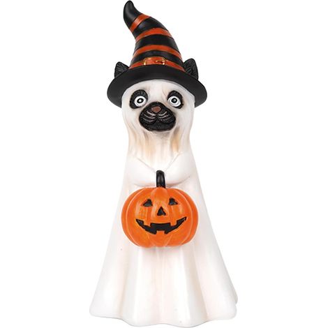 Figurines Halloween Décoration Maison Chien Mignon Effrayant en Résine Statuette De Table Chiot Avec Chapeau De Sorcière Pour Cuisine Chambre Entrée Balcon Fenêtre Table (1/5)