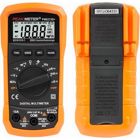 Digitalmultimeter PM8233A PM8233B PM8233D PM8233D+/E AC DC Amperemeter Voltmeter Tester Gleichstrom Widerstand Kontinuität Diodentest Haltedaten Handheld Taschenformat 2000 Zählungen (PM8233E)