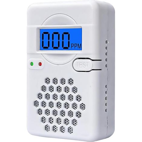 Tragbarer Kohlenmonoxidmelder, digitaler CO-Alarm mit LCD-Anzeige und akustischer Warnung für Zuhause, Büro und Reisen (Batterien nicht im Lieferumfang enthalten)