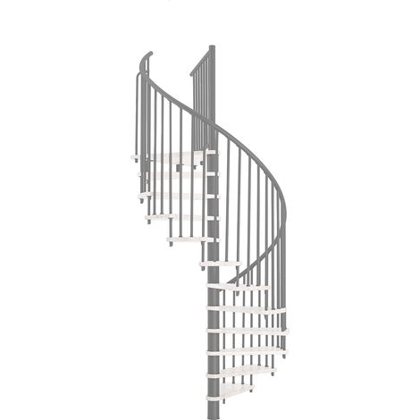 Minka Spindeltreppe Spiral Smart 38 - 305,5cm Geschosshöhe Weiß Grau 160cm Durchmesser