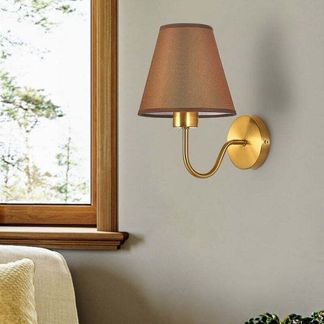 Vintage Indoor Wall Lamp, Modern Wall Light with Fabric Shade Metal Wall Lamp Vintage Decoration Indoor Lighting for Bedroom Living Room (Coffee) MUMU (1/4)