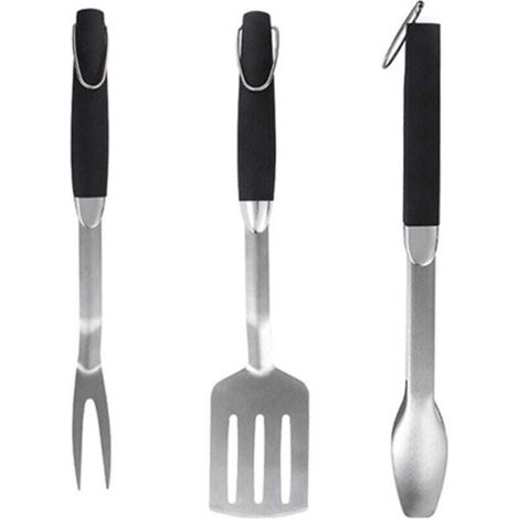 Ensemble barbecue en acier inoxydable – Fourchette, pince multifonctionnelle, spatule professionnelle – Kit complet d'ustensiles pour barbecue
