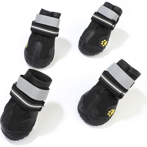 Bottes pour chiens imperméables, antidérapantes et réfléchissantes avec semelle en caoutchouc, idéales pour l'extérieur (noires). (1/5)