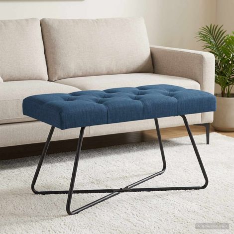 Panchina con bottoni imbottiti Blu 80 x 40 x 46 cm Tessuto vidaXL