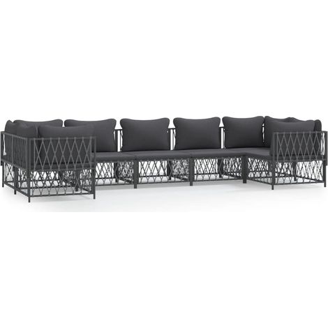 Maison Exclusive - Set Divani da Giardino 7 pz con Cuscini Antracite in Acciaio (1/5)