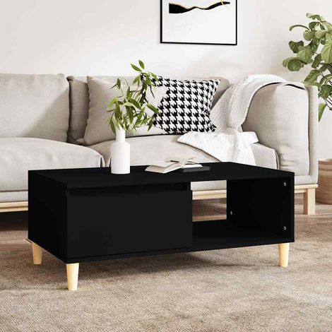 vidaXL Table basse Noir 90x50x36,5 cm Bois d'ingénierie (1/5)