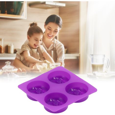 Runde, mondförmige Silikonform mit 4 Fächern für selbstgemachte Seife, ideal für die Küche. (1/5)