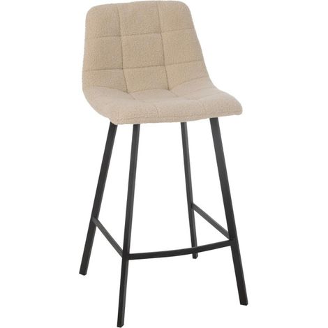 Chaise de Bar Matelassée Bouclette "Kent" 95cm Blanc (1/5)
