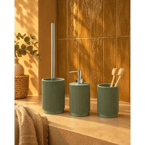 Set Accessori Bagno Venice 3 Pezzi Poliresina Verde e Cromo EXA48133 (1/4)