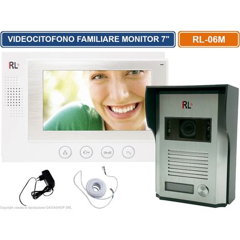 Kit Videocitofono Monofamiliare 4 Fili Monitor LCD 7 Pollici Telecamera IR Visione Notturna RL-06