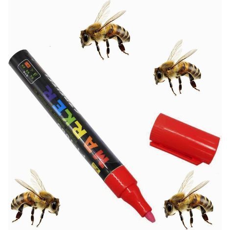 Marqueur de Reine des Abeilles, Stylo Marqueur D'apiculture, Bee Marker Pen, Fournitures D'apiculture, Outil D'apiculteur, Marquage Stylo pour Outil D'Apiculteur, Matériel D'élevage de Reines, Rouge (1/5)