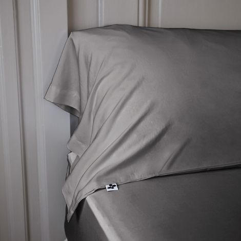Taie de traversin 85 x 185 cm satin de bambou bambou Salomé Anthracite (1/4)