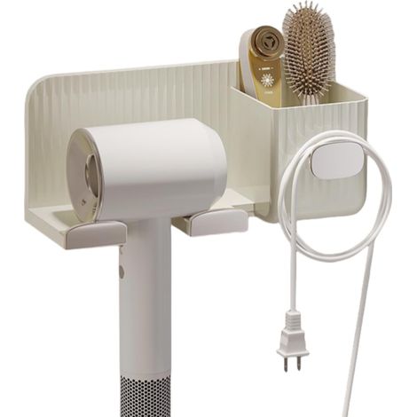 Minimalistischer, selbstklebender Wand-Haartrocknerhalter, trendig, fürs Badezimmer, kein Bohren erforderlich (weiß) (1/5)