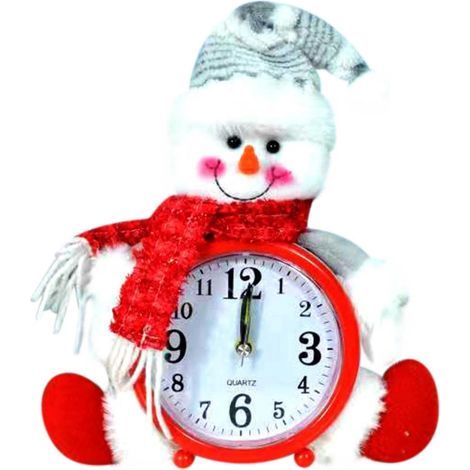 Petit réveil de Noël à piles Père Noël bonhomme de neige décoratif horloge de bureau pour étagère chambre cuisine comptoir cadeau pour vacances bas de Noël (1/5)