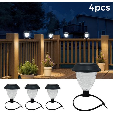 Lot de 4 lampes solaires d'extérieur pour terrasse, clôture de piscine et patio. (1/5)