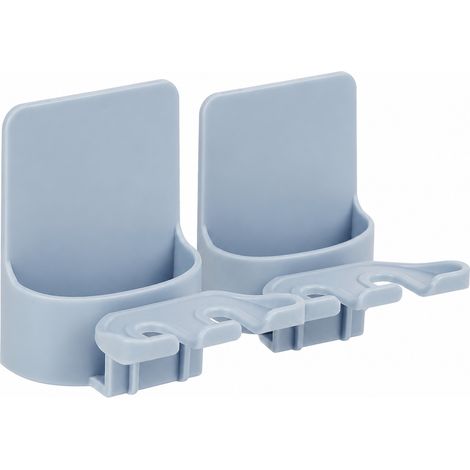 2 supports à dents auto-adhésifs muraux, crochet à dents imperméable, 3-en-1 avec support à dents, support à dentifrice et support à gobelet pour salles de bains et douches (bleu) (1/5)