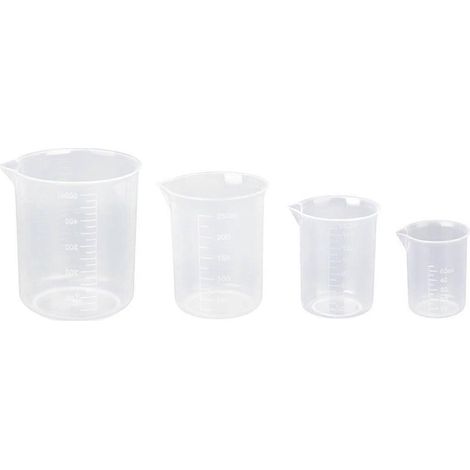 Ensemble de 4 tasses à mesurer pour la cuisine, en plastique transparent, de 50 ml, 100 ml et 250 ml (5 pièces).