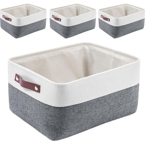 Panier de Rangement Pliable - Lot de 4 - Tissu Tissé Gris - Capacité 20kg - Pour Vêtements et Jouets (1/5)