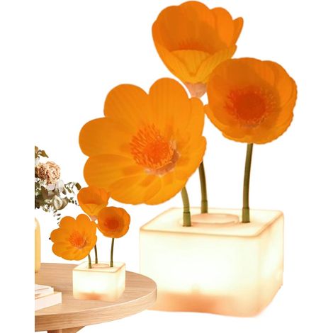 Veilleuse à fleurs, lampe de table à fleurs - Lampe de bureau rechargeable à intensité variable,Lampe respiratoire sans fil, décoration d'intérieur pour salon, chambre à coucher, chambre d'enfant, crè (1/5)