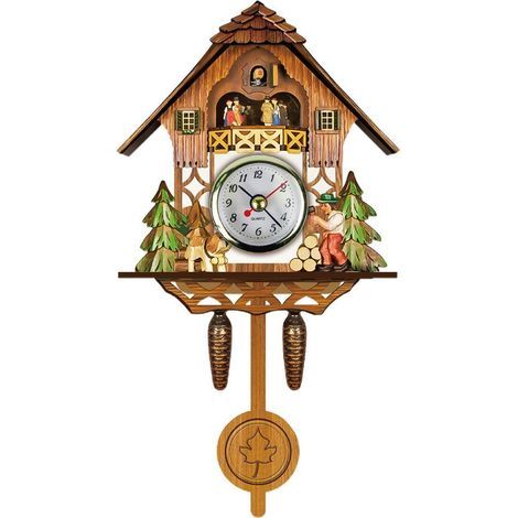 Antique Wooden Cuckoo Clock, Birdhouse Wall Clock, Home Decor, Hanging Cuckoo Clock, Automatic Swing Bell, Pendulum, Home Decoration (1/5)
