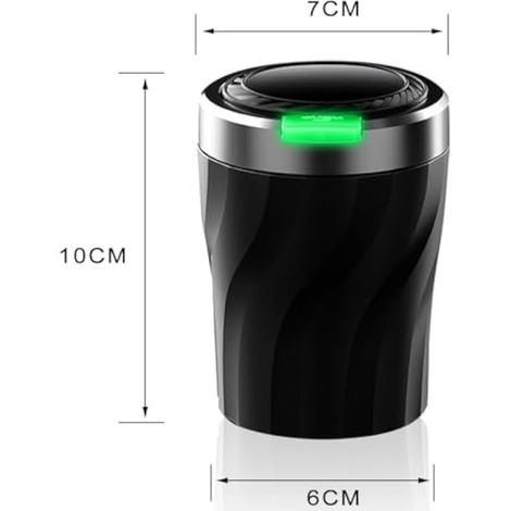 Cendrier Voiture, 2 Pièces Cendrier Anti Odeur Lumière LED Automatique, Étanche, Ignifuge, Résistant aux Hautes Températures, Détachable, Grande Capacité (1/4)