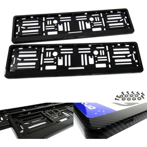 Lot de 2 Supports de Plaque d'immatriculation en Fibre de Carbone hydrographique pour Voiture F UE Noir (1/5)