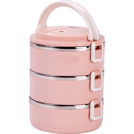 Brotdose MagicHome LB933, 3-teilig, 3x 500 ml, rosa, 20x15x6,2 cm