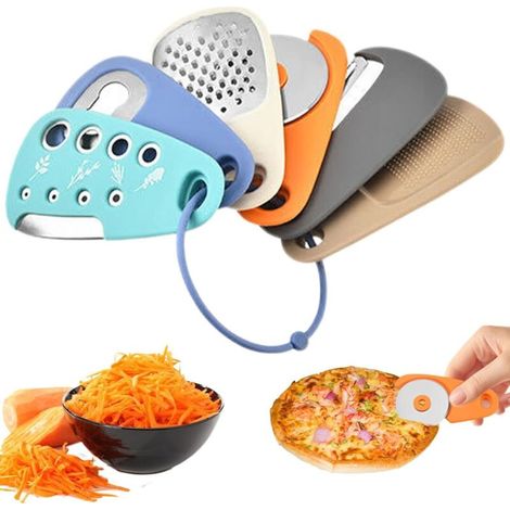 Kitchen gadget Set de 6 pièces couteau à Pizza vanille coupe - bouteille raboteur moulin à ail set (1/5)