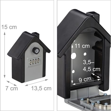 Cassetta portachiavi sicura da parete pratica accesso rapido 15 x 13,5 x 7 cm in alluminio nero 130007948