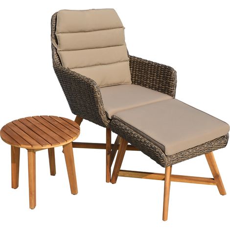 Lounge-Set mit Tisch Akazie GARDA-120 in coffee, B/H/T: ca. 85/95/65 cm