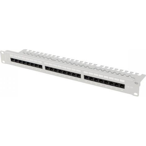 Patch panel 24 port 1U 19" Kat.6A UTP z organizerem kablowym szary Lanberg