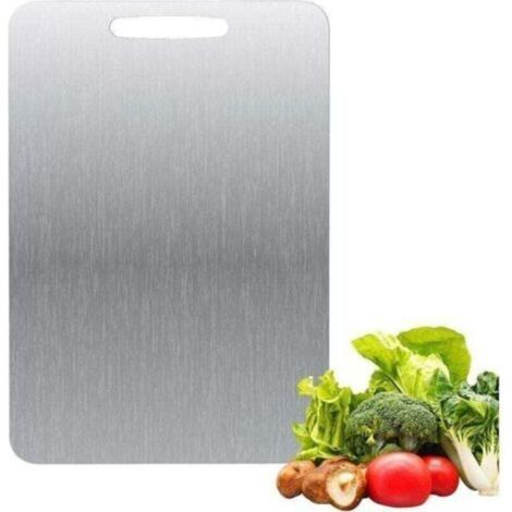 Schneidebrett aus Titan - Doppelseitiger Edelstahl - BPA-frei - Für Küche, Fleisch, Brot, Gemüse und Obst (34 x 23 cm)