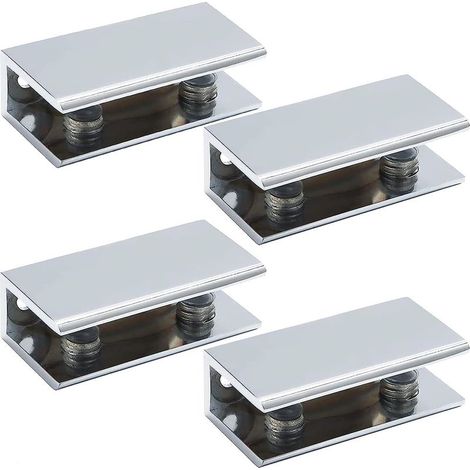4 Pcs Pince à Verre Rectangulaire, Aluminium Support D'étagère en Verre, pour Fenêtre Balustrade Escalier Salle de Bain, avec Vis et Tournevis (1/5)