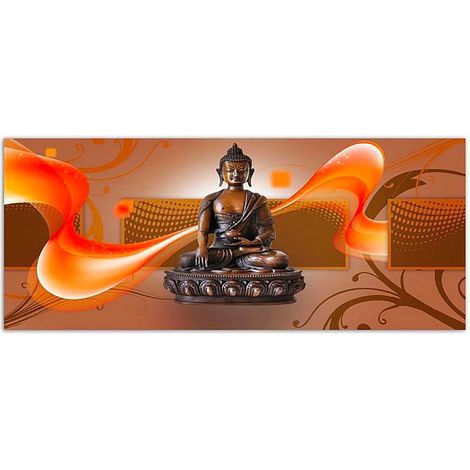 Tableau bois bouddha bronze - 150 x 60 cm (1/3)