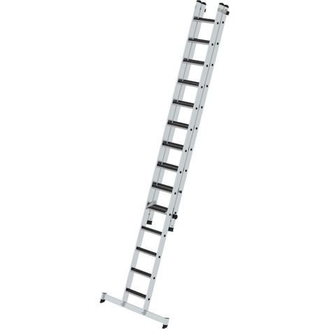 MUNK Stufen-Schiebeleiter mit nivello-Traverse 2-teilig clip-step R13 14+10 Stufen (1/4)