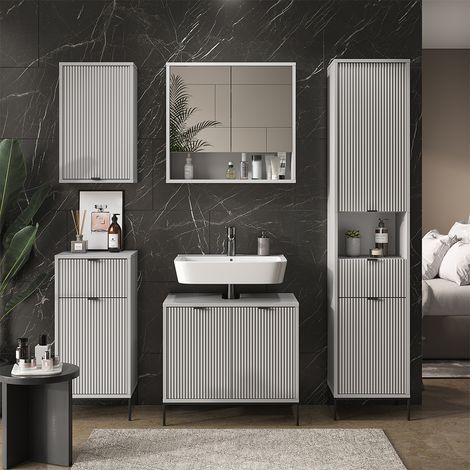 Conjunto de muebles de baño Eliza, Gris, 5 piezas, Vicco