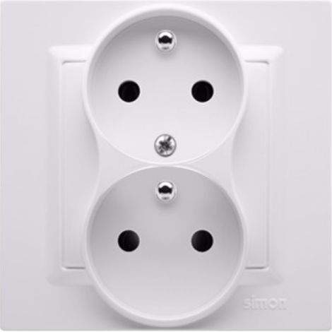 Simon 10 Doppelsteckdose mit/mit Phasenverschiebungsfunktion 16A 250V weiß CGZ2T/11