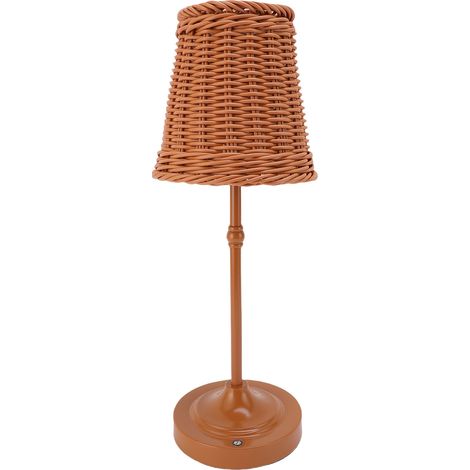 Lampe de table LED sans fil en rotin, rechargeable et à intensité variable, lampe de chevet avec éclairage doux pour les yeux, idéale pour l'intérieur et l'extérieur (maison, terrasse, restaurant). (1/5)