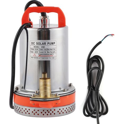 Pompe submersible solaire batterie petite piscine nettoyage 8m hauteur 2.5m câble DC24V (1/5)