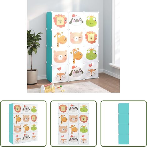 Rangement enfants -  Armoire de rangement pour enfants avec 12 cubes Vert PP (1/5)