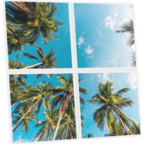 Pack de 4 Dalles LED Imprimées 60x60 cm - Motif Évasion Tropicale - Lumière Blanc Neutre 4000K - Panneaux Lumineux Plafond Bureau Salon Cuisine - Faciles à Installer