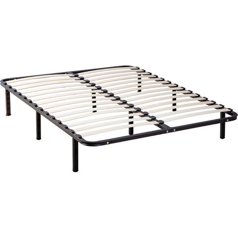 Olympe Literie – Sommier à lattes en métal 140x190 cm – Cadre tubulaire noir – Lattes en bois multiplis – Montage facile en kit (1/5)